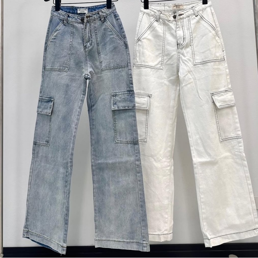 Jirnan Studio White Cargo Pants- Size27 White•streetwear•Y2K Vibes